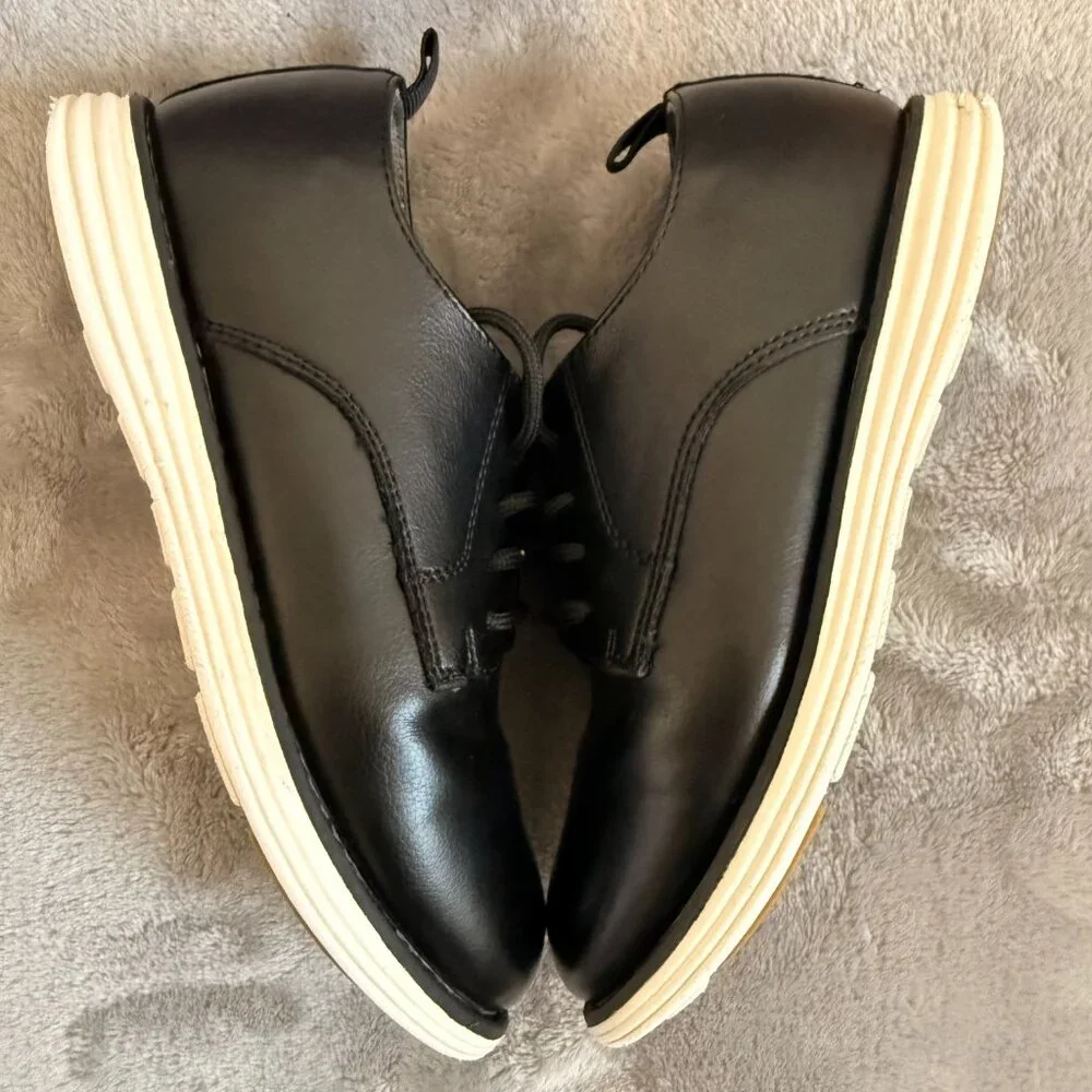 Cat & Jack Boys’ Will Oxford Dress Shoes Size 1 Black Formal Lace Up Cushioned
